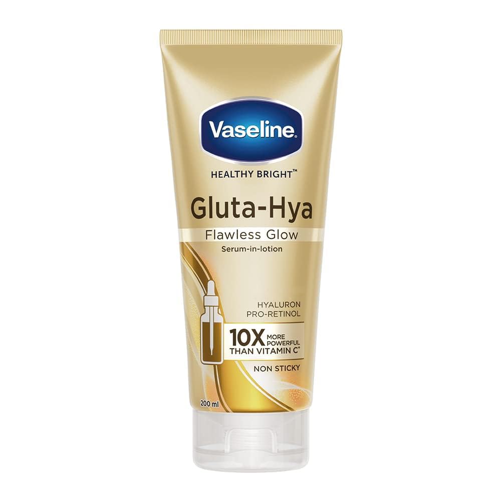 Vaseline Gluta-Hya Flawless Glow Lotion for Face & Body Glutathione & Pro-Retinol Infused Moisturizer 200ml