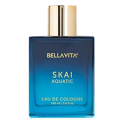 Bella Vita Luxury Skai Aquatic Unisex Eau De Cologne with Bergamot, Lavender & Patchouli|Premium, Long Lasting Woody Fragrance for Men & Women, 100 ML
