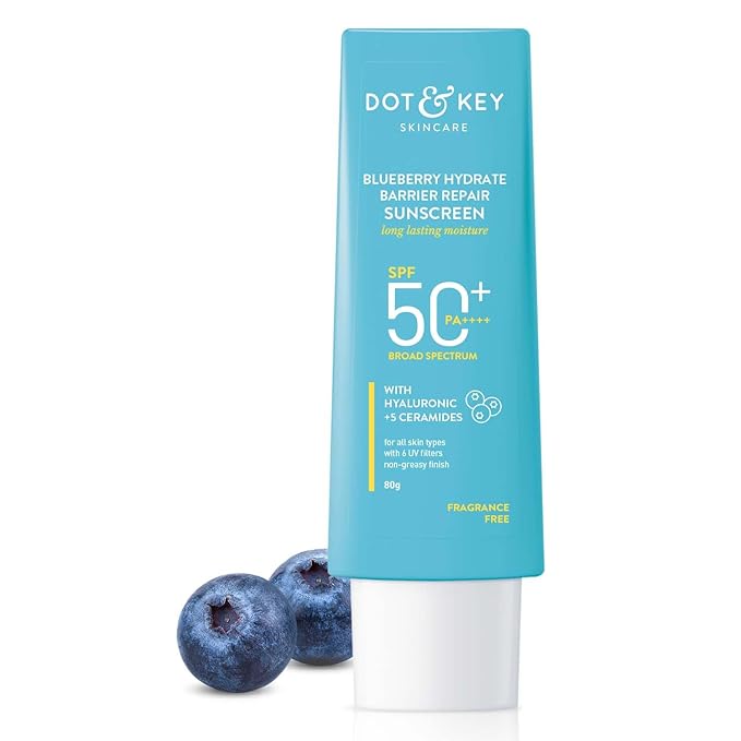 Dot & Key Blueberry Hydrate Barrier Repair Sunscreen SPF 50+, PA++++ | For Dry & Sensitive Skin 80ml