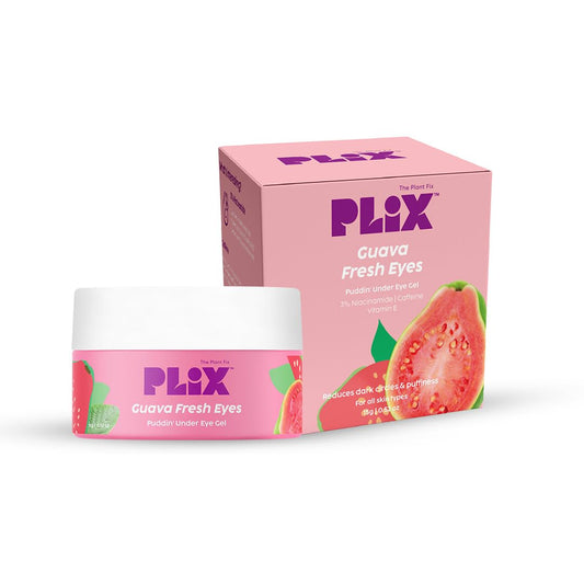 Plix Guava Fresh Under-Eye Gel, Reduces Dark Cirles & Puffiness, Reduces Fine Lines, with3% Niacinamide, Vitamin E & Caffeine, 100% Vegan, 15 gms