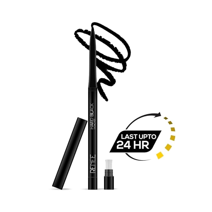 RENEE Hard Black Kajal Pen | 24 Hrs Stay Long Lasting Super Black Kajal Pencil 0.35gm, Matte Finish, Rich Color Payoff, Smudge & Water Proof