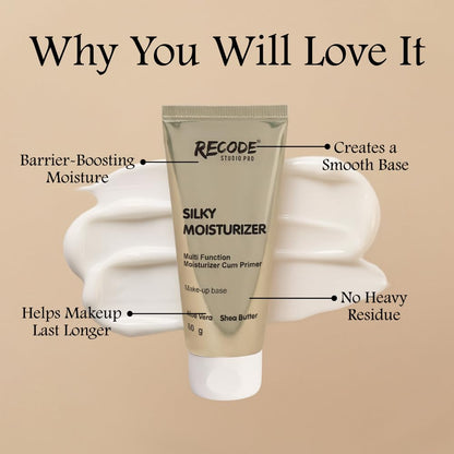Recode Silky 2 in 1 Moisturizer Cum Primer 60 G|Primer and Moisturizer for Face|Lightweight,Long Lasting,Hydrating