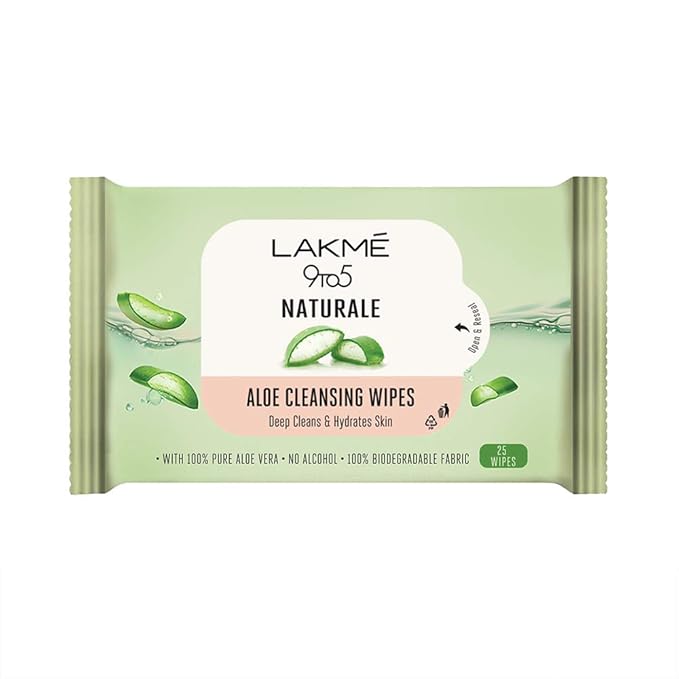 LAKMÉ 9To5 Natural Aloe Cleansing Wipes, 25 Wipes