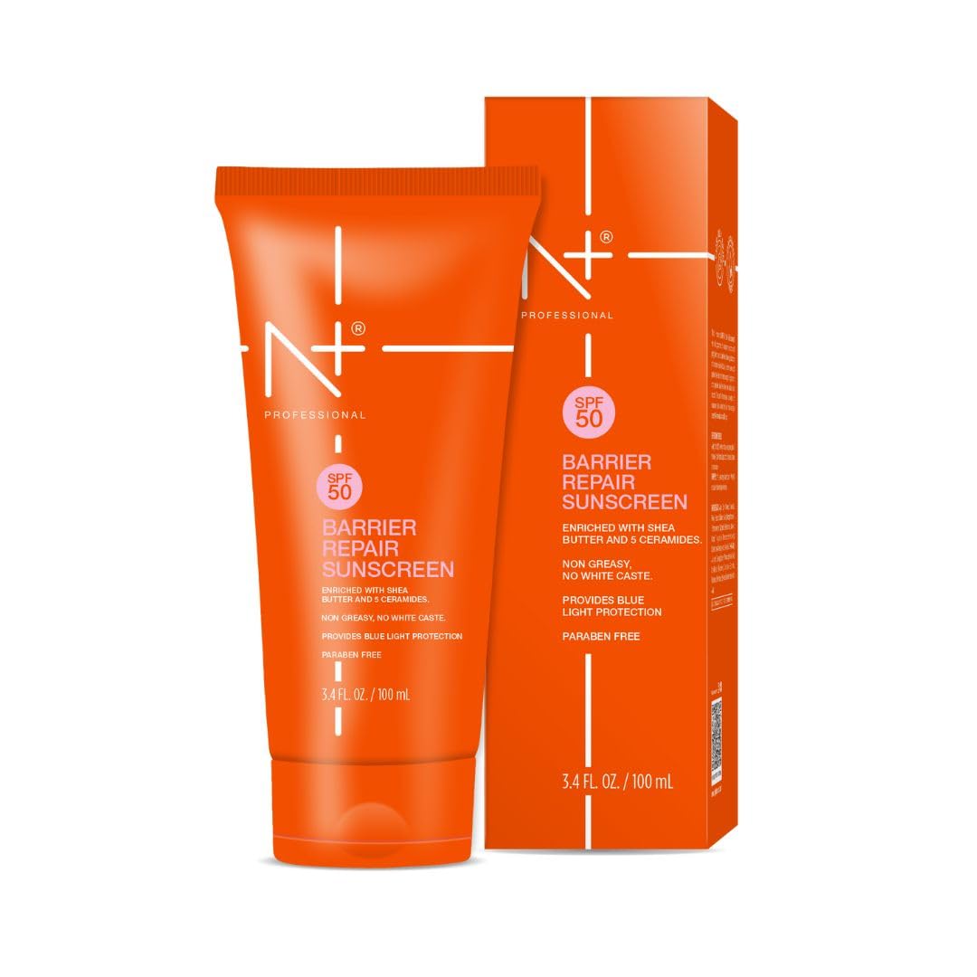 N+ SPF 50 Barrier Repair Sunscreen Cream | Shea Butter & 5 Ceramides| Blue light protection