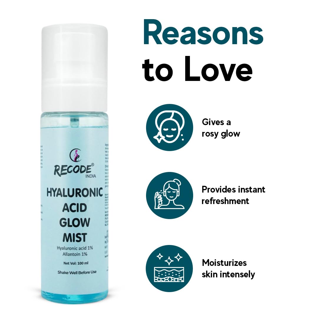 Recode Hyaluronic Acid Glow Mist 100ml Luminious Glow Goodness Extracts of Papaya, Witch Hazel, Cucumber & Aloe Vera
