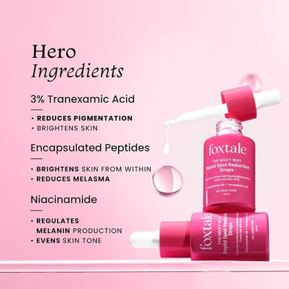 Foxtale 3% Tranexamic Acid Face Serum with Peptides & Niacinamide for Hyperpigmentation, Reduces Marks & Dark Spots