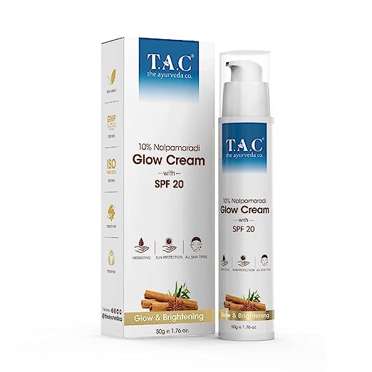 TAC - The Ayurveda Co. 10% Nalpamaradi Glow Cream with SPF 20, Skin Brightening and Detan