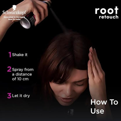 Schwarzkopf Root Retouch Instant Grey Hair Concealer Spray Sweat And Rain Resistant, Matte Finish Perfect Coverage | Upto 40 Fast and Easy Applications