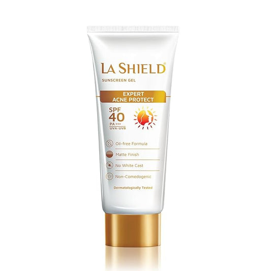 La Shield SPF 40 PA+++ Mineral Sunscreen Gel | Superior Matte Finish | Oil-free | Lightweight | No white cast | For Acne Prone, Oily or sensitive skin