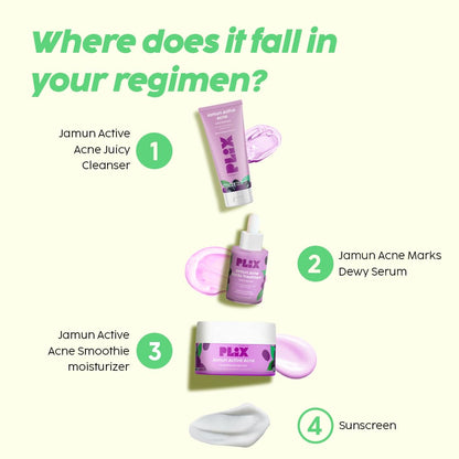 Plix Jamun Cleanser & 2% Salicylic Acid Serum With Smoothie Moisturizer Combo l Detoxifies The Skin l Reduces Active Acne l Fades Blemishes