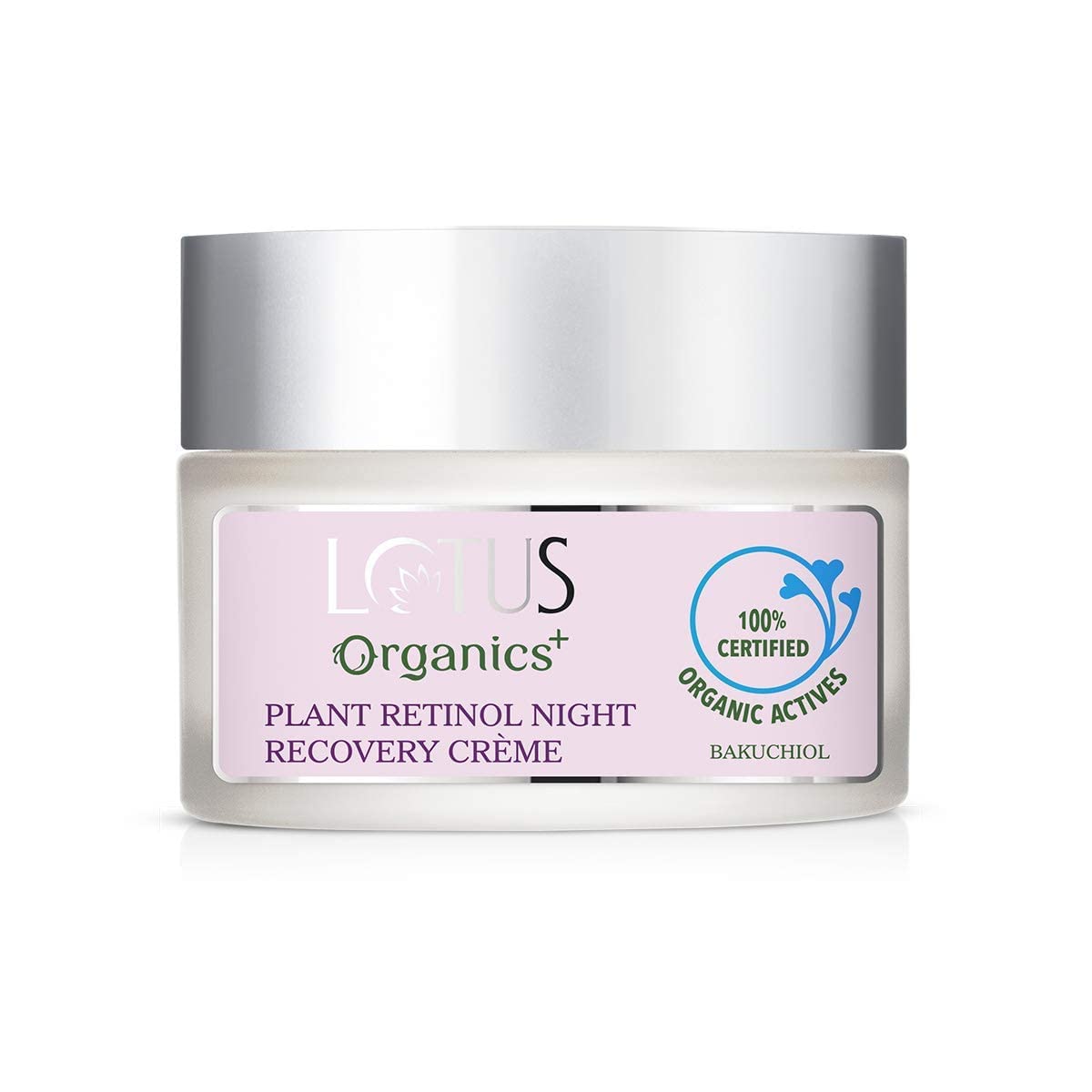 Lotus Organics+ Bakuchiol Plant Retinol Recovery Night Cream | Reduces Fine Lines & Wrinkles | Anti Ageing | Certified Organic | Refines Skin Texture 30g