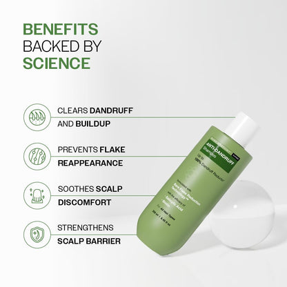 Bare Anatomy Anti Dandruff | Reduces Up To 100% Strengthens Hair | Derma Approved Shampoo With Salicylic Acid & Biotin | Helps Remove Flakes & Itching 250ml