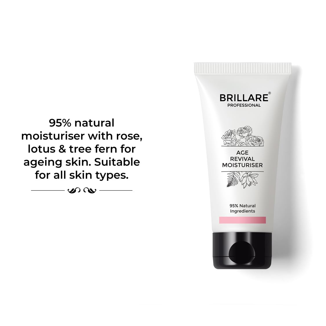 Brillare Professional Age Revival Moisturizer with Rose, Lotus & Tree Fern Anti-Aging Moisturizer for Wrinkles & Fine Lines