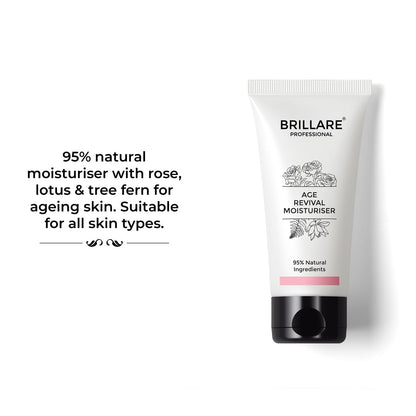 Brillare Professional Age Revival Moisturizer with Rose, Lotus & Tree Fern Anti-Aging Moisturizer for Wrinkles & Fine Lines