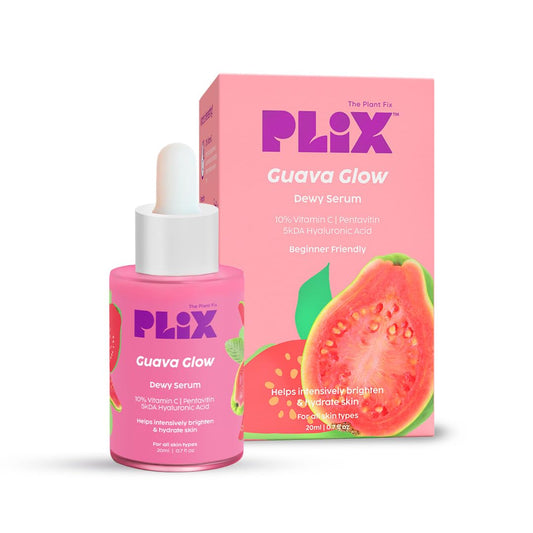 Plix 10% Vitamin C Face Serum (20ml) for Skin Brightening & Even toned complexion with Guava Extract, Hyaluronic acid & Pentavitin