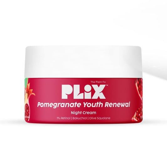 PLIX - THE PLANT FIX Pomegranate 1% Retinol & 1% Bakuchi Oil Anti Ageing Night Cream | Reduces Fine Line & Wrinkles 50gm