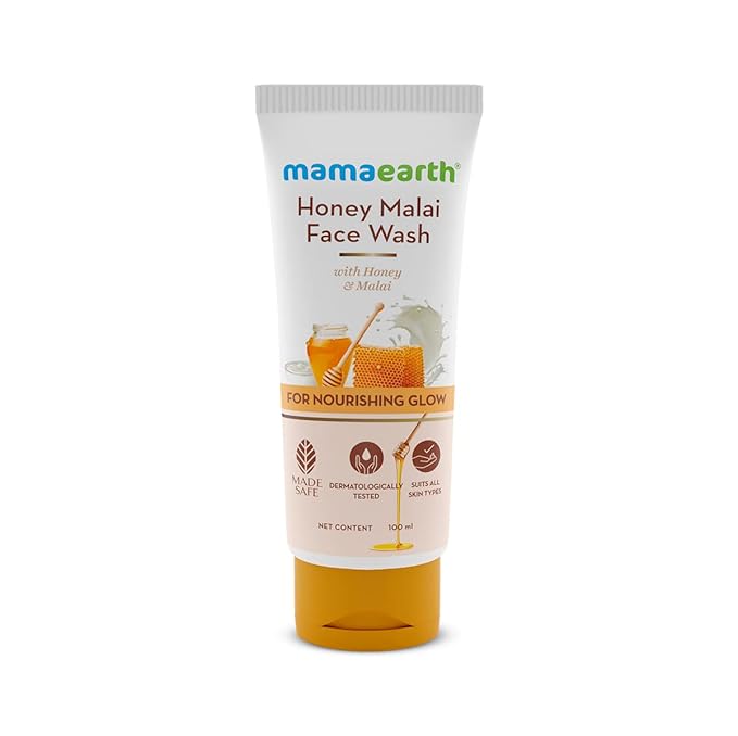 Mamaearth Honey Malai Face Wash with Honey & Malai For Nourishing Glow 100 ml | For all skin types, Best Suits Dry Skin