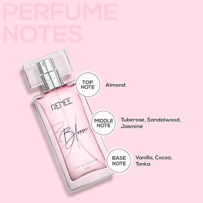 RENEE Eau De Parfum Bloom 50ml| Premium Long Lasting Luxury Perfume| Notes of Almond