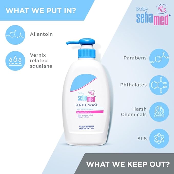 Sebamed Baby Gentle Wash 400 ml|pH 5.5| Body Wash|Soap Free|Tear Free|