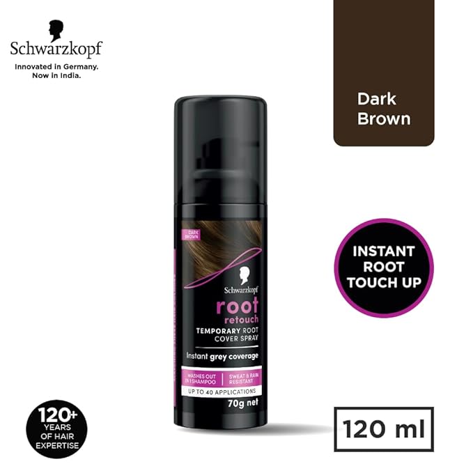 Schwarzkopf Root Retouch Instant Grey Hair Concealer Spray Sweat And Rain Resistant, Matte Finish Perfect Coverage | Upto 40 Fast and Easy Applications