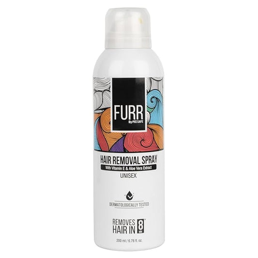 Furr Hair Removal Spray for Men And Women 200ml with Aloe Vera Extract and Vitamin E for Soft Skin | Painless Hair Removal in Just 8min for Chest, Hand, Leg, Underarm and Intimate Area