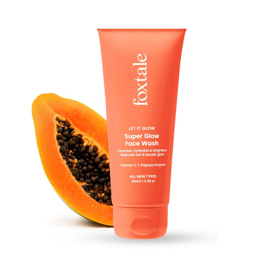 Foxtale Vitamin C Super Glow Face Wash with Papaya enzyme, Reduces Tan, Boosts Glow, Gently Exfoliates & Brightens Skin, Reduces Pigmentation