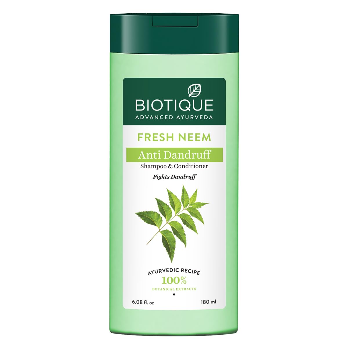 Biotique Fresh Neem Anti Dandruff Shampoo and Conditioner | Controls Dandruff | Eliminates Dryness, Flaking, and Itching | Hair Looks Fresh and Lustrous 180ml