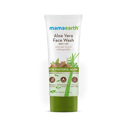 Mamaearth Aloe Vera Face Wash with Aloe Vera & Ashwagandha for a Youthful Glow - 100 ml