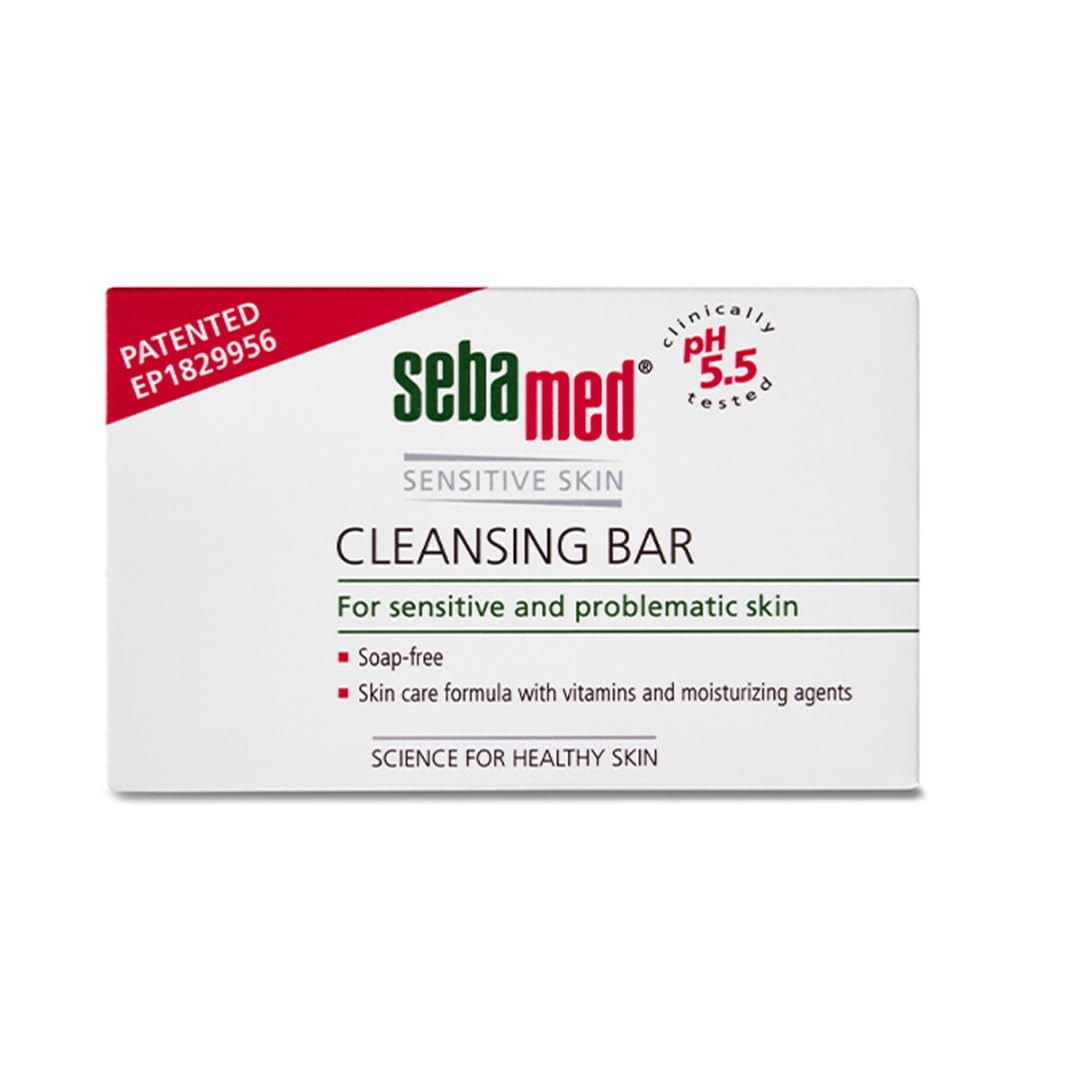 Sebamed Cleansing Bar for sensitive skin 100 gm |pH 5.5| soap free moisturizing bathing bar | vitamins & amino acids l phthalates SLS & parabens free l Clinically proven l Dry skin