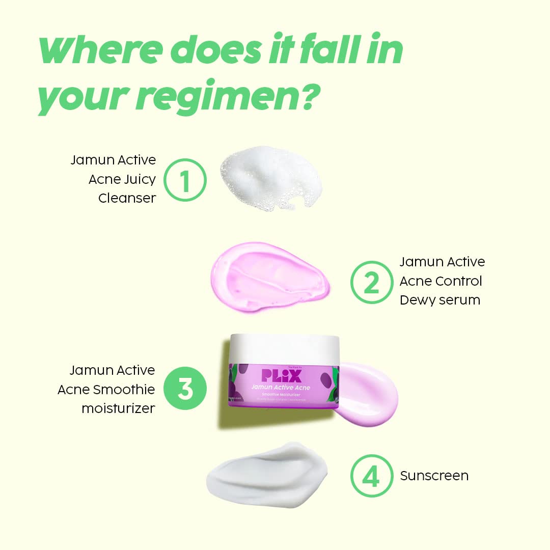 Plix 2% Niacinamide Jamun Moisturizer (50 gm), Helps Reduce Pimples with 2% Acne Buster, For Oily and Acne Prone Skin, With Witch Hazel & Jamun Extract