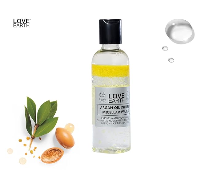 Love Earth Argan Oil-Infused Micellar Water Makeup & Pollutant Remover With Argan Oil & Micellar Water For All Skin Types 100ml