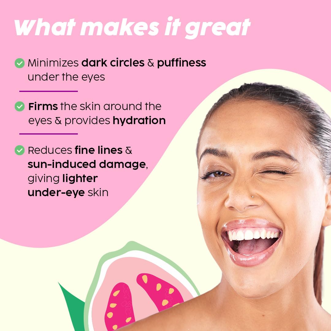 Plix Guava Fresh Under-Eye Gel, Reduces Dark Cirles & Puffiness, Reduces Fine Lines, with3% Niacinamide, Vitamin E & Caffeine, 100% Vegan, 15 gms