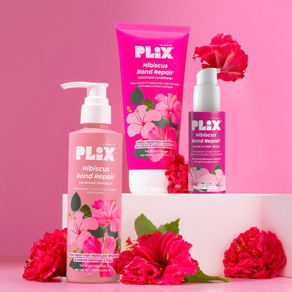 Plix Hibiscus Bond Repair Leave-In Hair Mask | SH Oligopeptide 78 & FiberHance™ | Repairs Damage, Reduces Frizz & Strengthens Hair | Vegan & Sulfate-Free | 50g