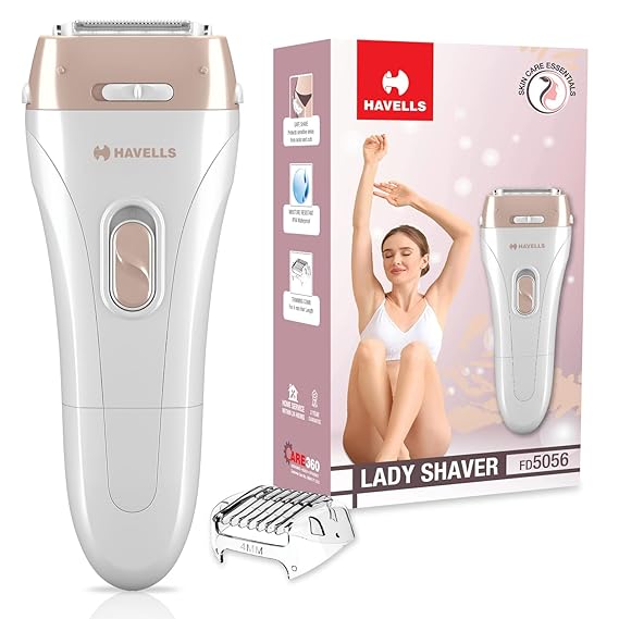 Havells Lady Shaver, FD 5056 Twin Trim head for painless hair removal (White)