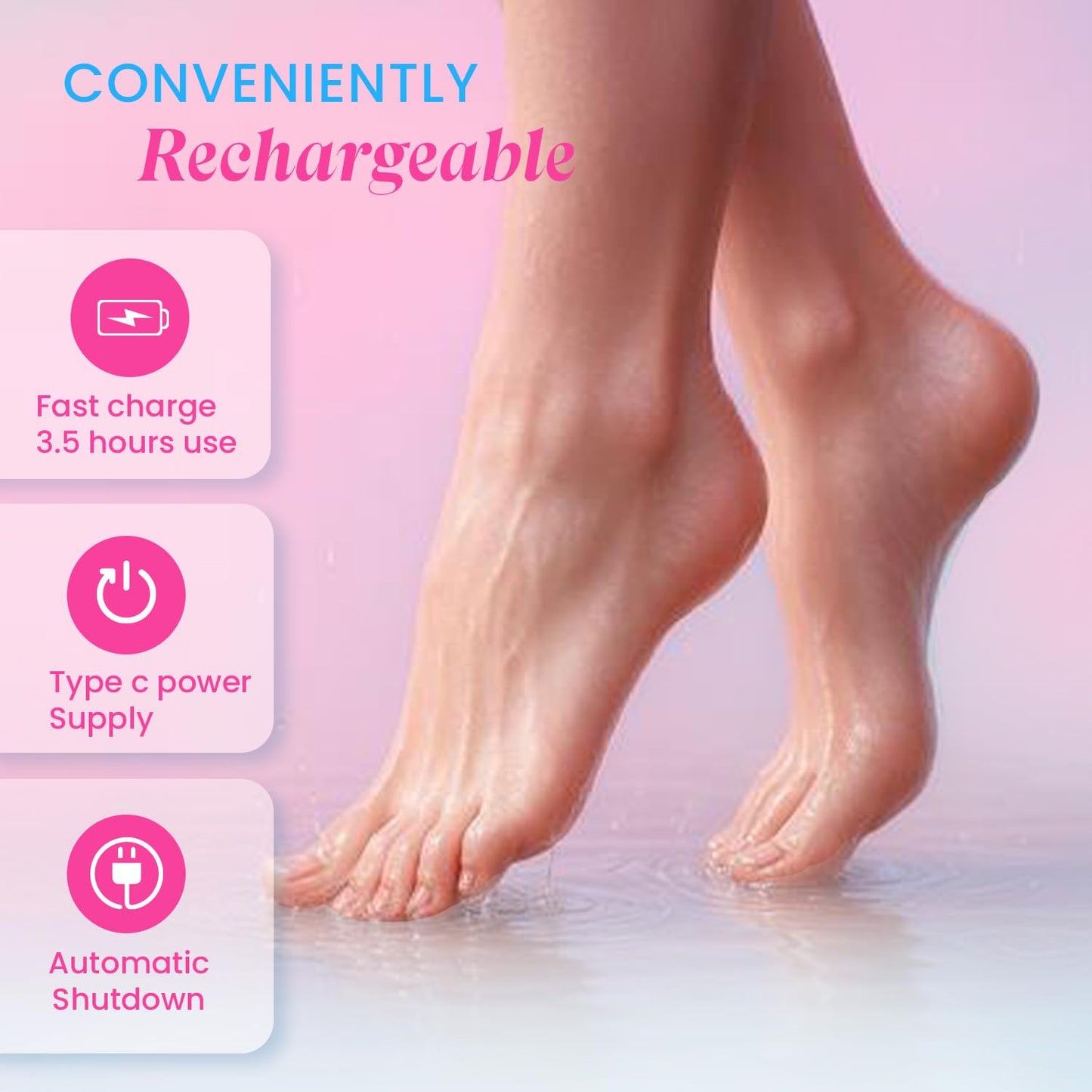 Urban Yog Callus Remover, Foot Scrubber For Dead Skin, With 3 Interchangeable Head Rollers, Rechargeable, Callus & Dead Skin Removal, 2 Speed Settings, Fast Type-C Charging, 1200mAh Battery