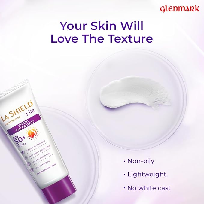 La Shield Lite SPF 50 PA+++ Mineral Sunscreen Gel | Skin brightening in 3 Weeks| No White cast | Broad spectrum | Oil-free | PA +++