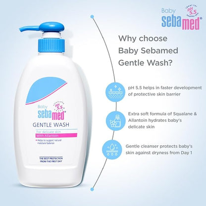 Sebamed Baby Gentle Wash 400 ml|pH 5.5| Body Wash|Soap Free|Tear Free|