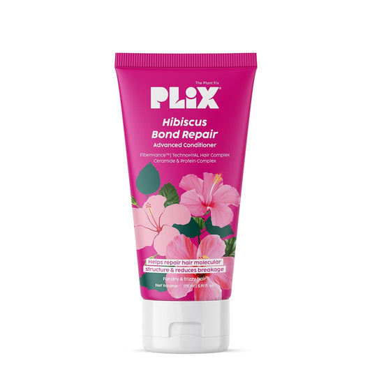 Plix Hibiscus Bond Repair Advanced Conditioner | Repairs Hair Molecular Structure & Reduces Breakage With Fiberhance & Technohyal Hair Complex | 175Ml