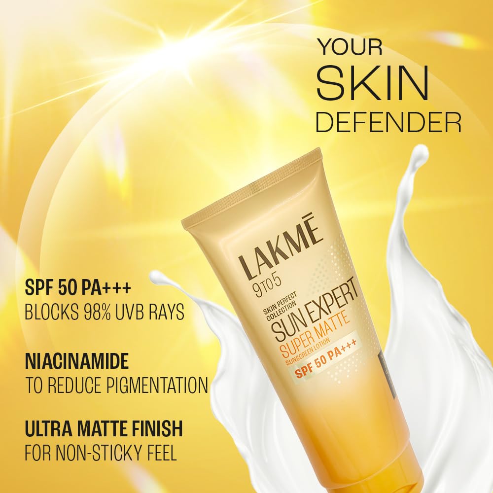 Lakme Sun Expert SPF 50 PA+++ Super Matte Lotion Sunscreen, Lightweight, Non Sticky,50ml