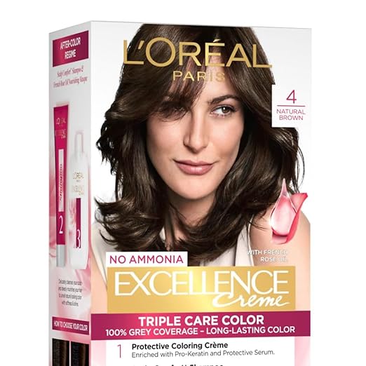 L'Oreal Paris Excellence Creme Hair Color - 4 Natural Brown (100gm+72ml)