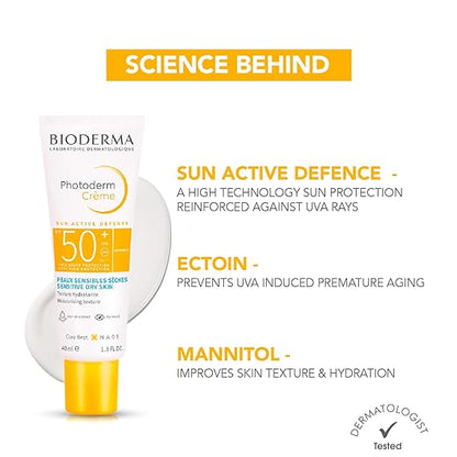 Bioderma Photoderm Creme SPF 50+ Sunscreen Cream Normal To Dry Sensitive Skin, 40ml
