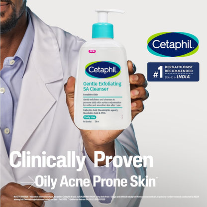 Cetaphil Gentle Exfoliating SA Cleanser 236ml | Foaming Gel Face Wash with Salicylic Acid, Mandelic Acid & Gluconolactone | Gently Exfoliates & Improves Texture