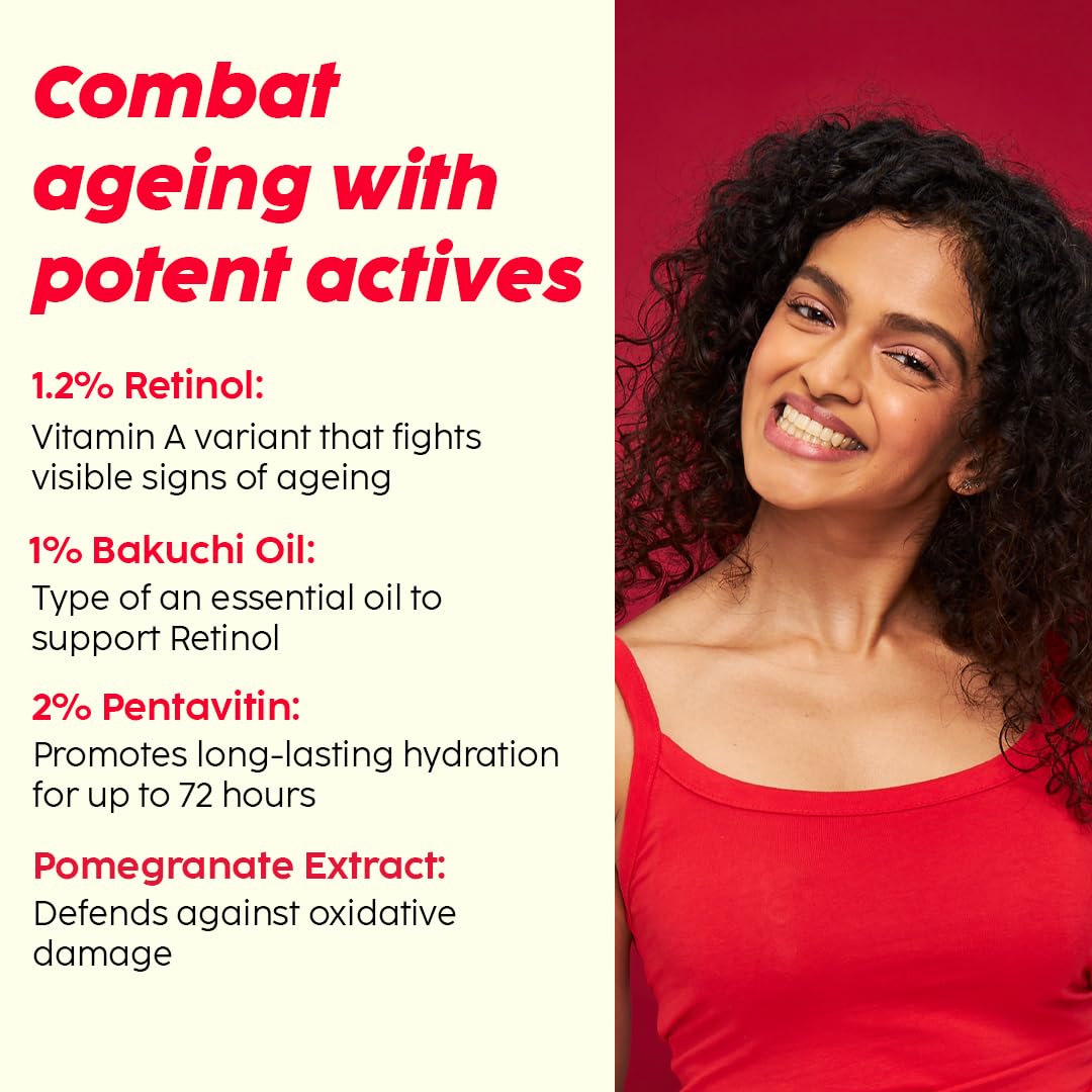 PLIX - THE PLANT FIX Pomegranate 1% Retinol & 1% Bakuchi Oil Anti Ageing Night Cream | Reduces Fine Line & Wrinkles 50gm