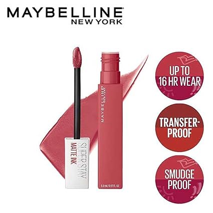 Maybelline New York Liquid Matte Lipstick, Long Lasting, 16hr Wear, Superstay Matte Ink, 225 Delicate