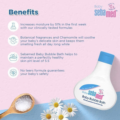 Sebamed Baby Bubble Bath 200ml  PH 5.5, Camomile, No tears Sugar based cleanser, soap free
