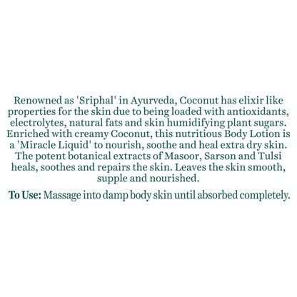 Biotique Creamy Coconut Deep Nourish Body lotion For Extra Dry Skin | Heals, Repairs, and Soothes the Skin | Moisturizing and Skin-Humidifying 180 ml