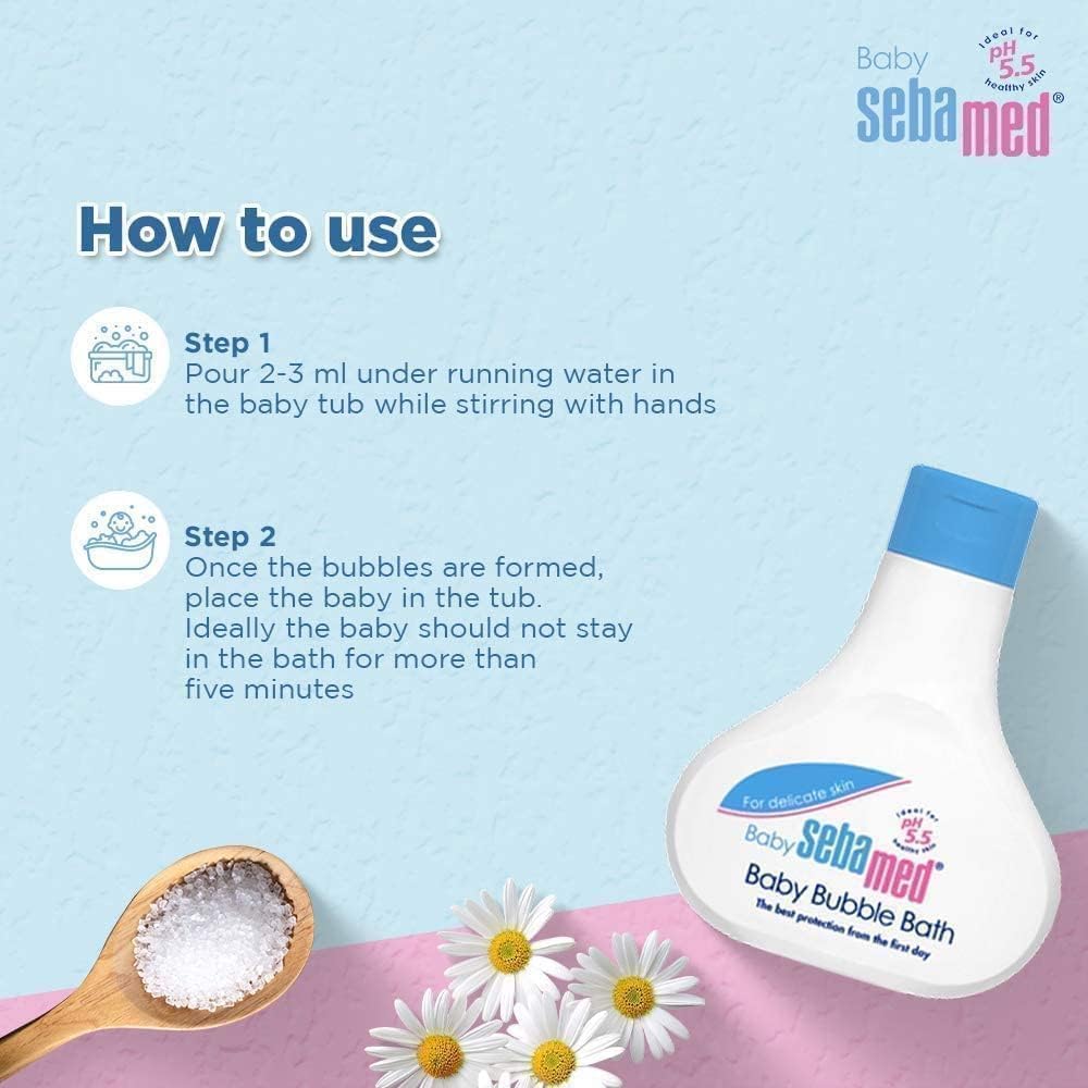 Sebamed Baby Bubble Bath 200ml  PH 5.5, Camomile, No tears Sugar based cleanser, soap free
