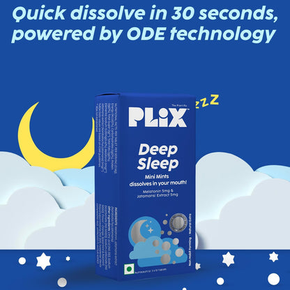 Plix Melatonin Tablet Deep Sleep Oral Dissolving Mini Mints Effervescent Supporting Restful Sleep | Non Habit Forming | Melatonin And Jatamansi Extracts (5Mg)