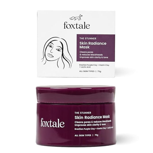 Foxtale De-Tan Face Mask for Glowing Skin| Clay Mask with Lactic Acid for Tan Removal, Reduction in Blackheads