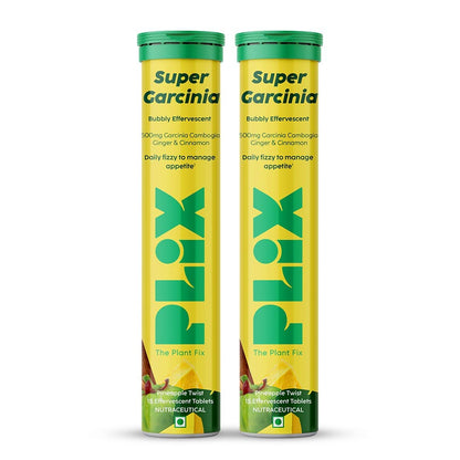 Plix Garcinia Cambogia 15 Effervescent Tablets For Weight Loss- Pack of 2,Ayurvedic Herbs,Ginger,Cinnamon Extract,Improves Energy,Boost Metabolism & Burn Fat